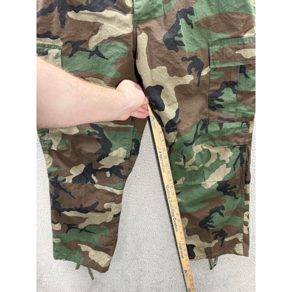 Vintage Military Pants Mens Large Short Camouflage Ripstop Cargo Woodland Camo - Picture 4 of 8